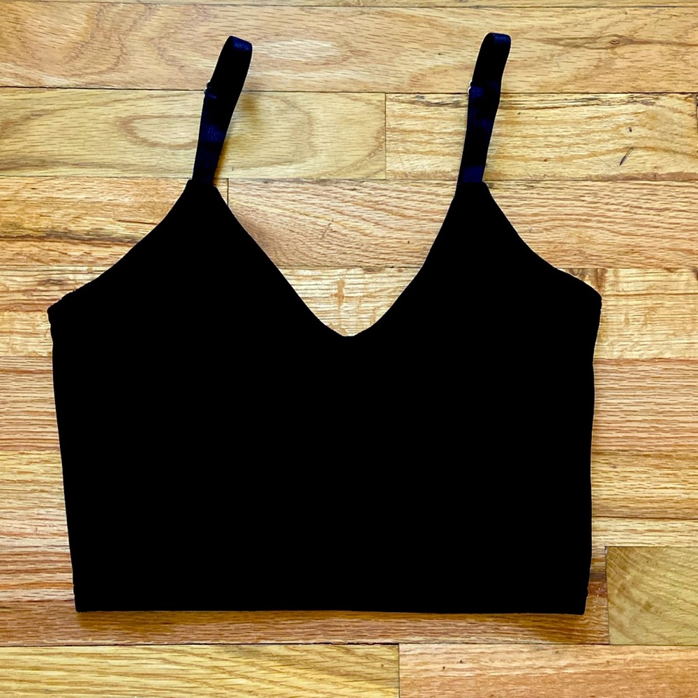 Blackmilk Velvet Black Strappy Crop Tank